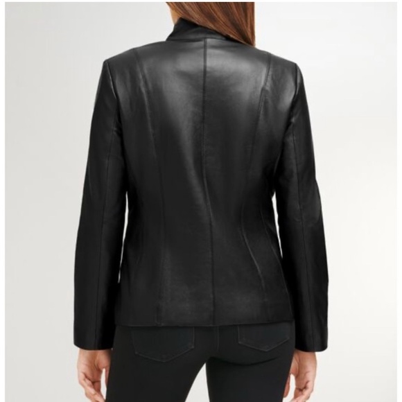 Womens Cole Haan Wing Collar Leather Jacket size XS- new - Picture 2 of 10